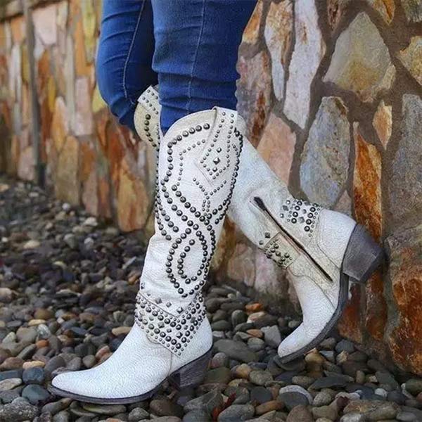 Karla Women’s Western Ankle Boots with Studs and High Heels 3