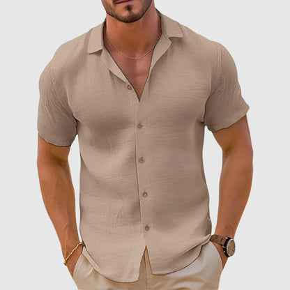 Keston Men’s Shirt with Short Sleeve Button-Down Design and Relaxed Fit 0