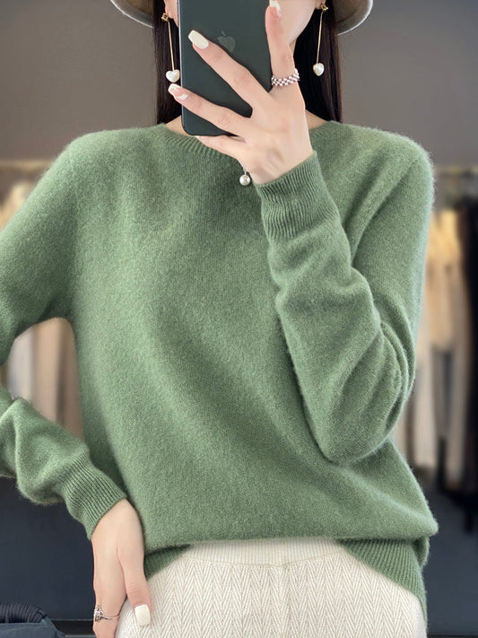 Kora Women’s Classic Sweater with Long Sleeves and Soft Knit Texture 0
