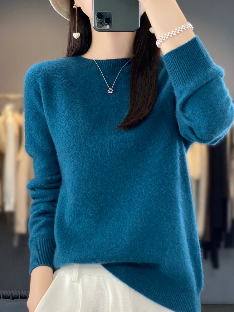 Kora Women’s Classic Sweater with Long Sleeves and Soft Knit Texture 1