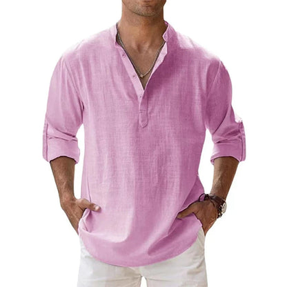 Lance Men's Henley Shirt | 100% Linen, Relaxed Fit Summer Top 2