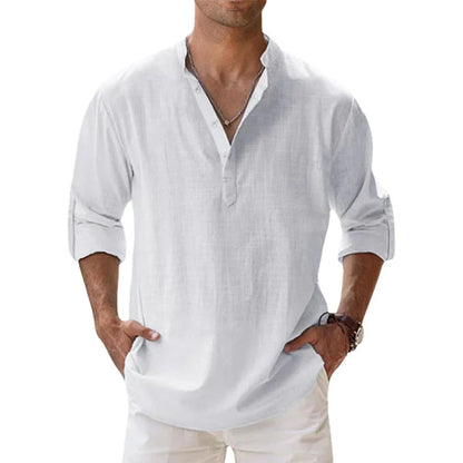 Lance Men's Henley Shirt | 100% Linen, Relaxed Fit Summer Top 3
