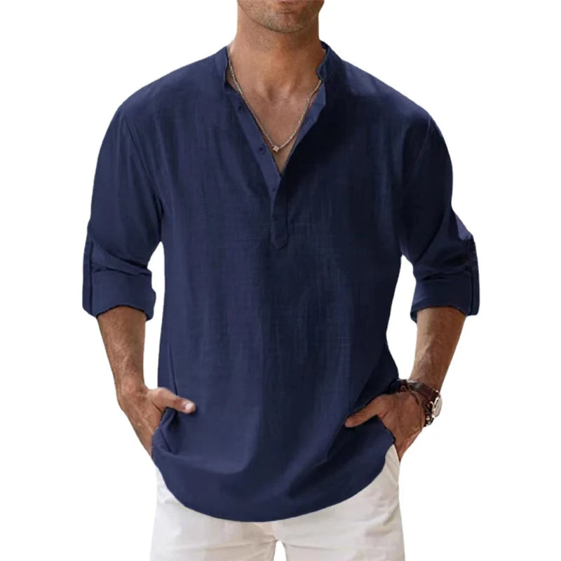Lance Men's Henley Shirt | 100% Linen, Relaxed Fit Summer Top 4