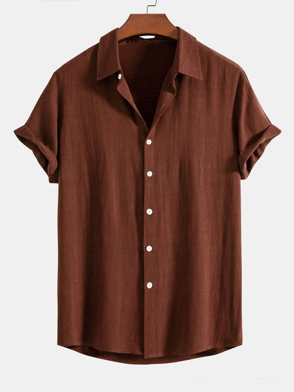 Landon Men's Short Sleeve Shirt | Linen Blend Relaxed Fit, Breathable Comfort 0