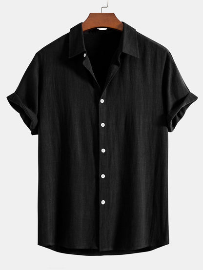 Landon Men's Short Sleeve Shirt | Linen Blend Relaxed Fit, Breathable Comfort 1