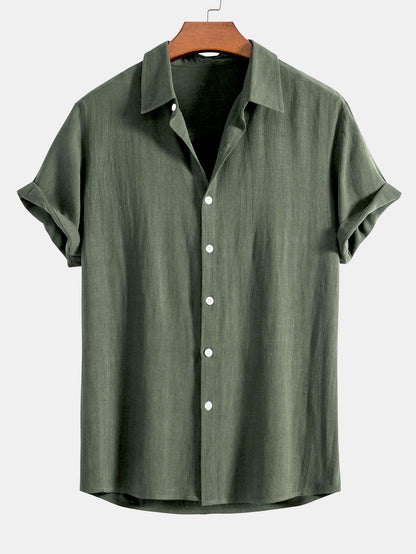 Landon Men's Short Sleeve Shirt | Linen Blend Relaxed Fit, Breathable Comfort 4