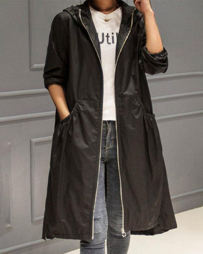 Lara Women's Trench Coat | Waterproof, Hooded, Long Zip-Up 3