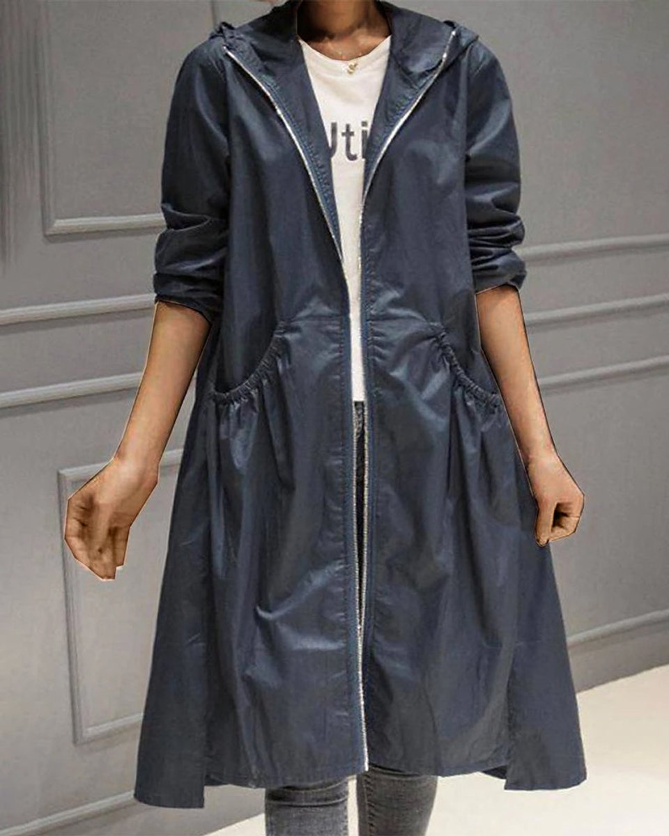 Lara Women's Trench Coat | Waterproof, Hooded, Long Zip-Up 4