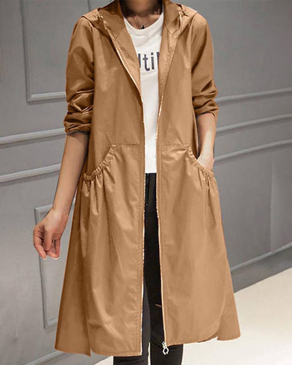 Lara Women's Trench Coat | Waterproof, Hooded, Long Zip-Up 5