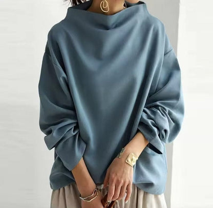 Layla Women's Oversized Knit Sweater | Mock-Neck Relaxed Pullover 2