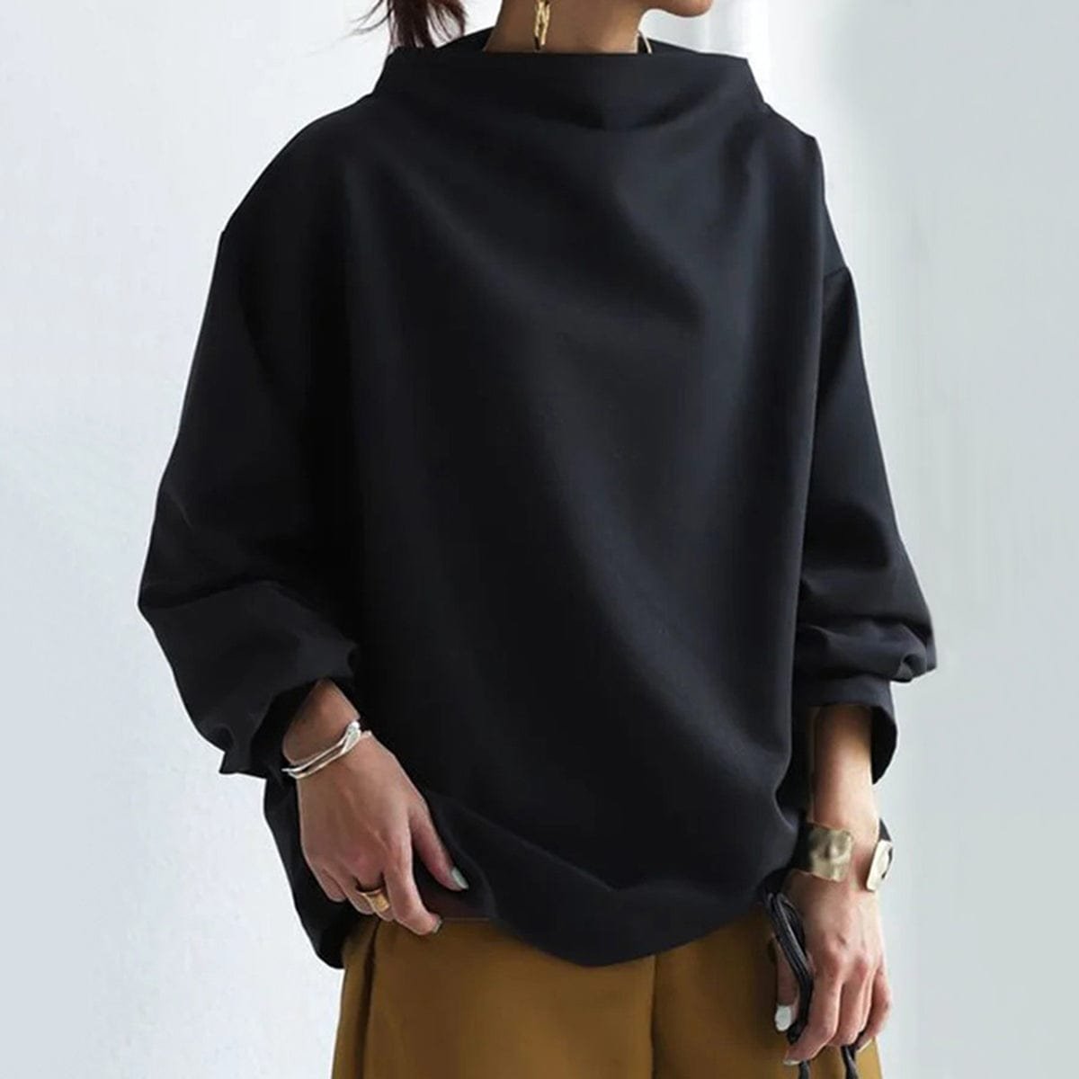 Layla Women's Oversized Knit Sweater | Mock-Neck Relaxed Pullover 5