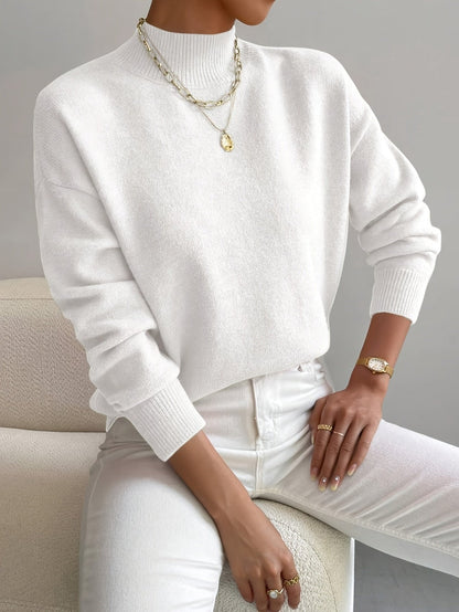 Layla Women's Sweater | Mock Turtleneck Relaxed Fit Long Sleeve 1