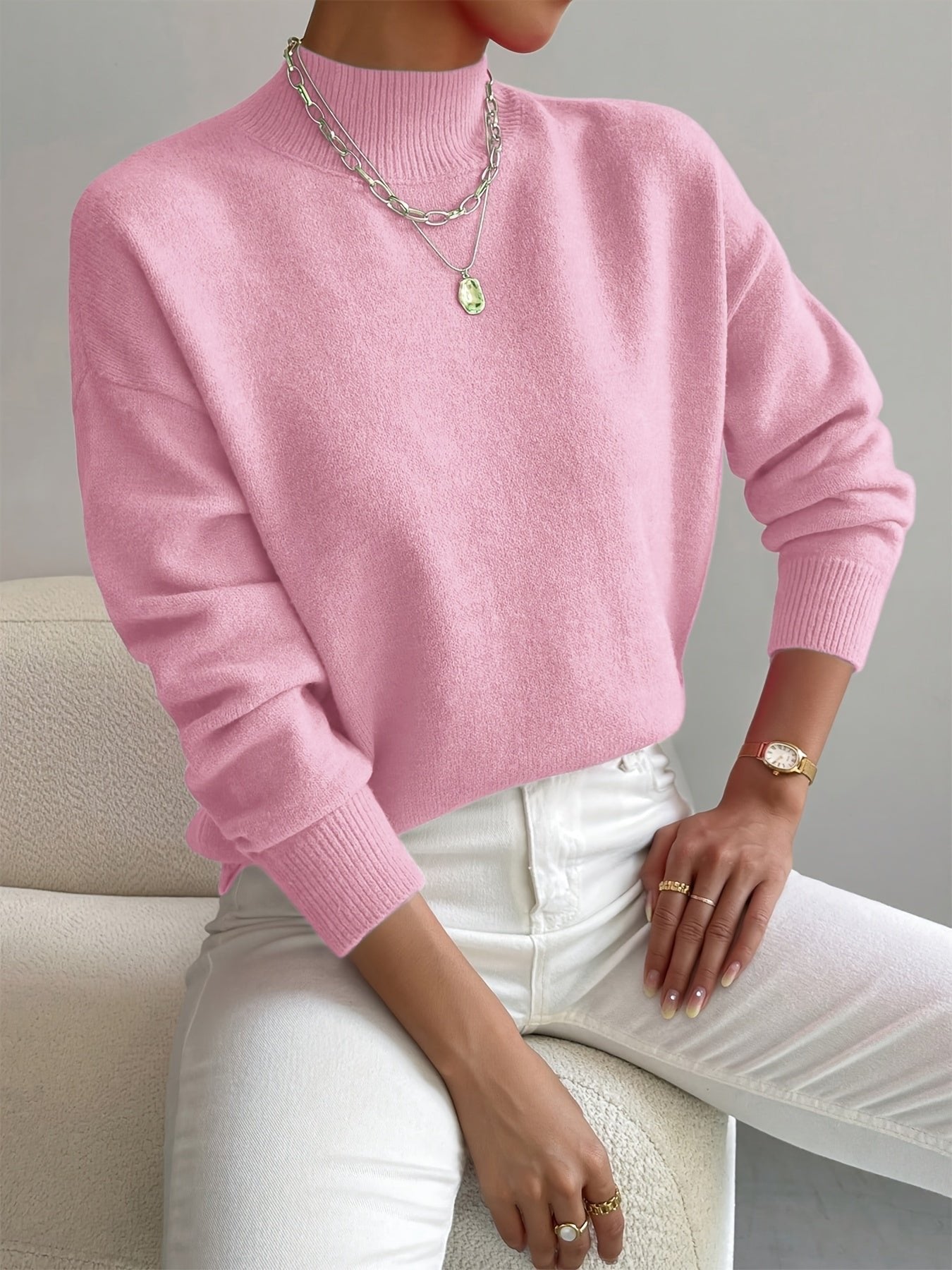 Layla Women's Sweater | Mock Turtleneck Relaxed Fit Long Sleeve 2