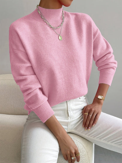 Layla Women's Sweater | Mock Turtleneck Relaxed Fit Long Sleeve 2