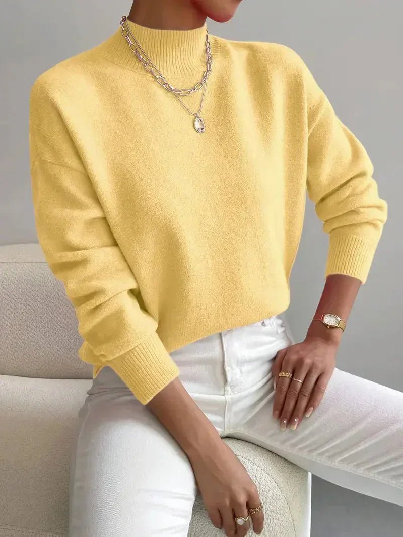 Layla Women's Sweater | Mock Turtleneck Relaxed Fit Long Sleeve 3
