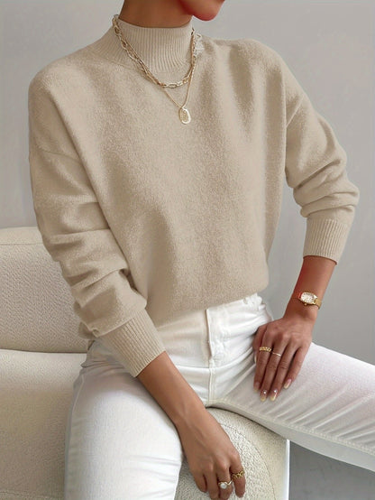 Layla Women's Sweater | Mock Turtleneck Relaxed Fit Long Sleeve 4