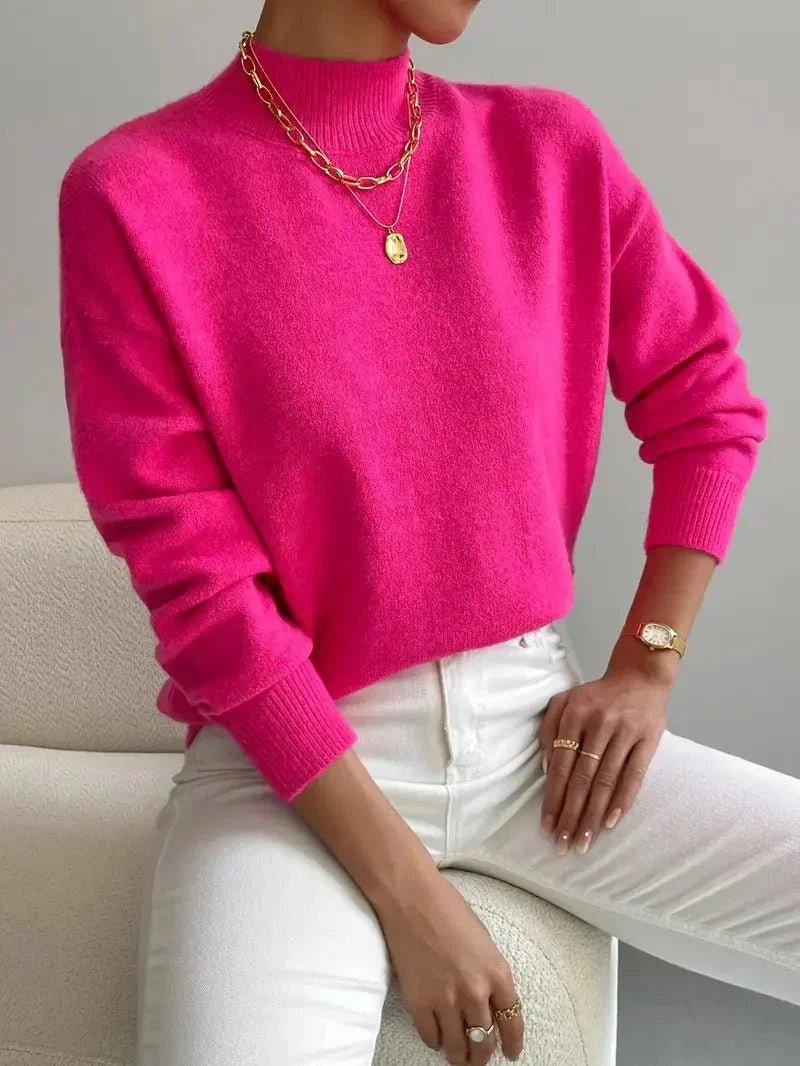Layla Women's Sweater | Mock Turtleneck Relaxed Fit Long Sleeve 6