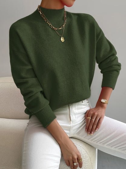 Layla Women's Sweater | Mock Turtleneck Relaxed Fit Long Sleeve 7