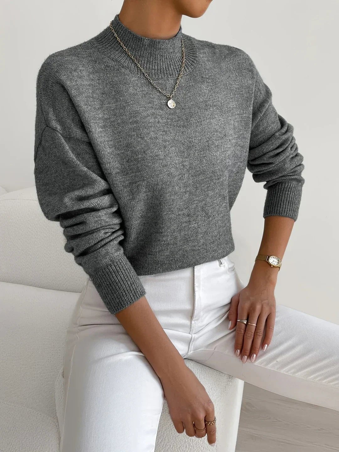 Layla Women's Sweater | Mock Turtleneck Relaxed Fit Long Sleeve 8