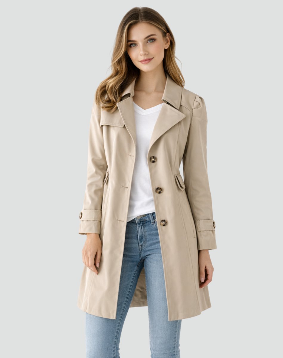 Layla Women's Trench Coat | Tailored Mid-Length Double-Breasted Design 1