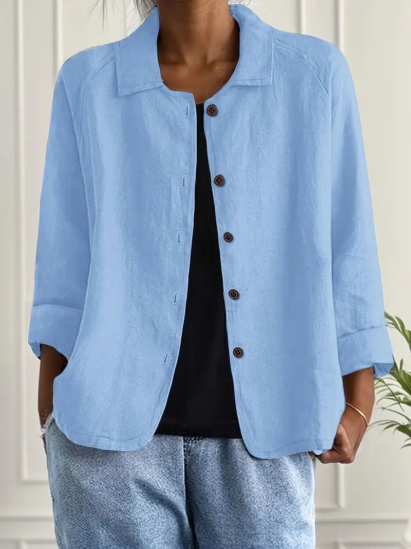 Lena Women's Blazer with Relaxed Fit, Classic Lapel Collar, and Button Placket 0