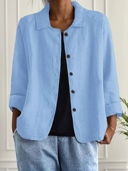 Lena Women's Blazer with Relaxed Fit, Classic Lapel Collar, and Button Placket 0