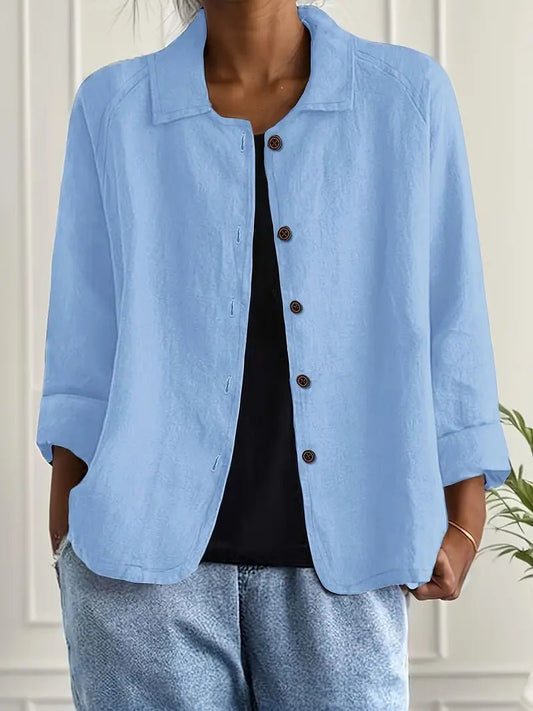 Lena Women's Blazer with Relaxed Fit, Classic Lapel Collar, and Button Placket 0