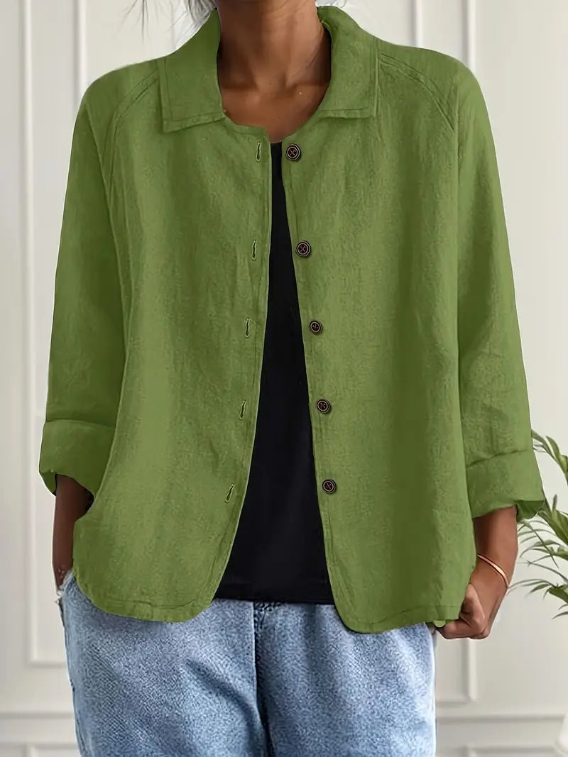 Lena Women's Blazer with Relaxed Fit, Classic Lapel Collar, and Button Placket 11