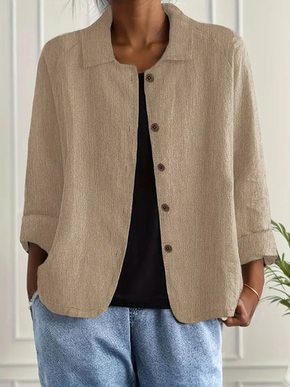 Lena Women's Blazer with Relaxed Fit, Classic Lapel Collar, and Button Placket 2