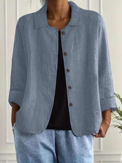 Lena Women's Blazer with Relaxed Fit, Classic Lapel Collar, and Button Placket 3