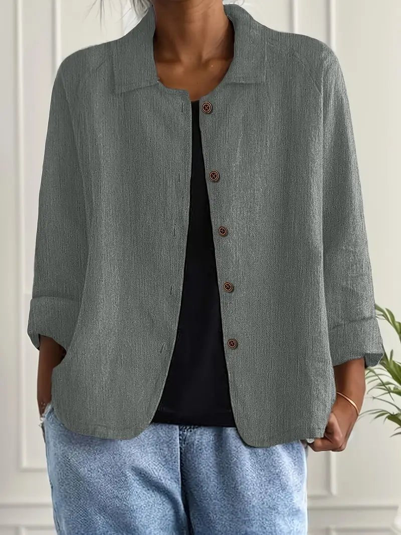 Lena Women's Blazer with Relaxed Fit, Classic Lapel Collar, and Button Placket 4