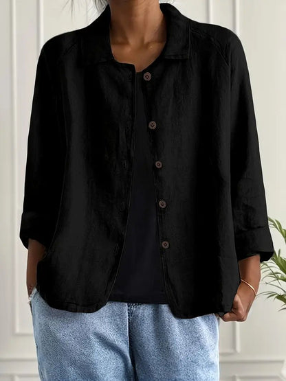 Lena Women's Blazer with Relaxed Fit, Classic Lapel Collar, and Button Placket 5