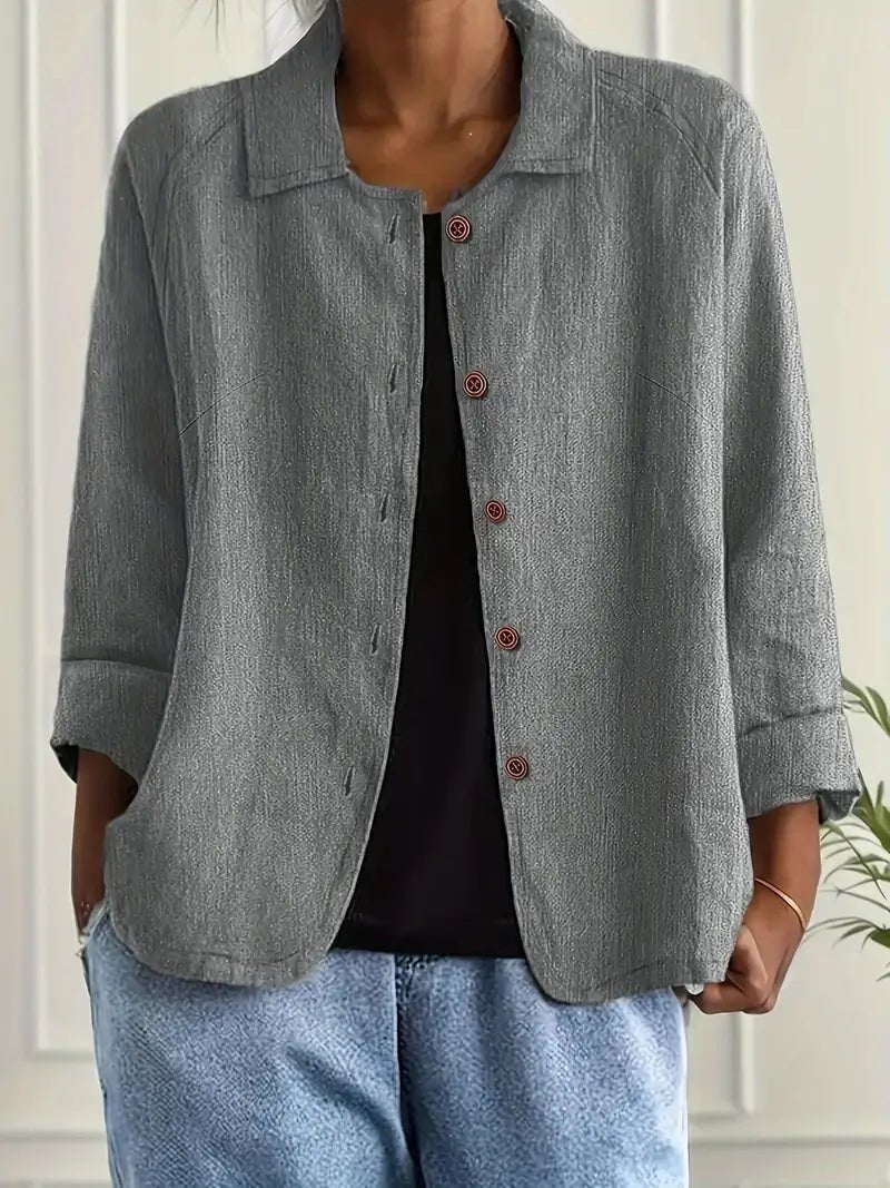 Lena Women's Blazer with Relaxed Fit, Classic Lapel Collar, and Button Placket 6