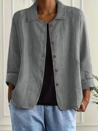 Lena Women's Blazer with Relaxed Fit, Classic Lapel Collar, and Button Placket 6