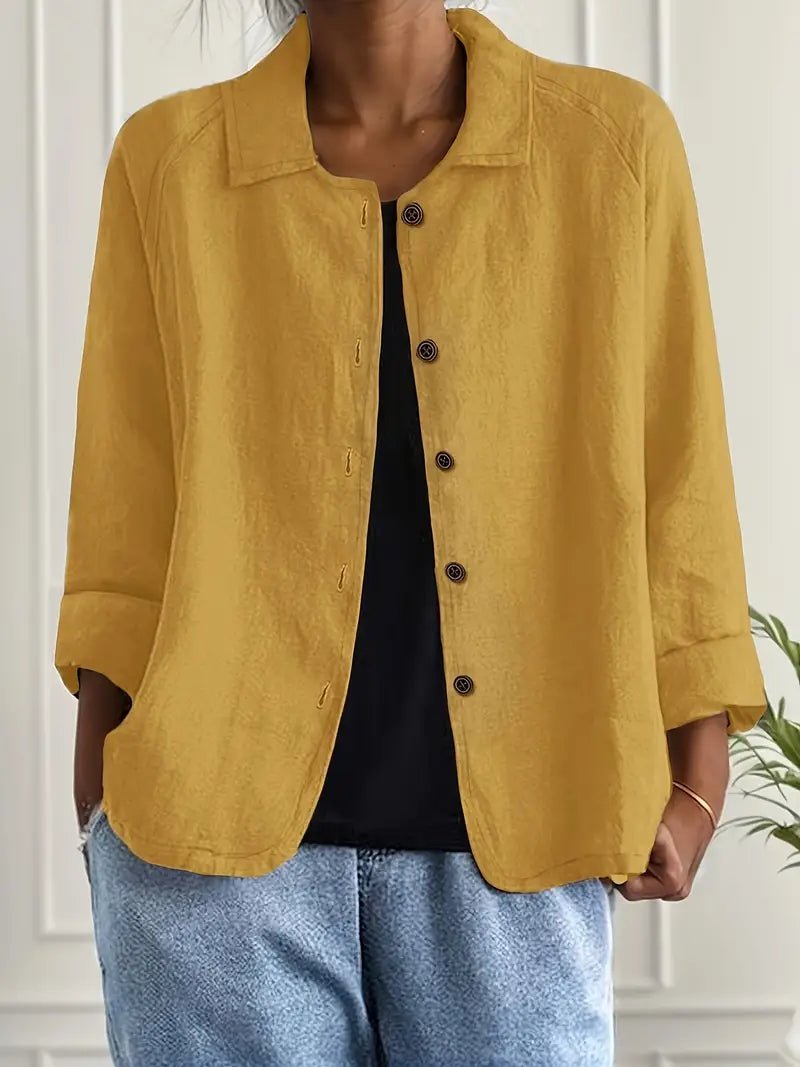 Lena Women's Blazer with Relaxed Fit, Classic Lapel Collar, and Button Placket 8