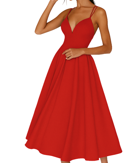 Lena Women’s Formal Dress with Strappy Design and Flattering Midi Length 0