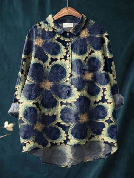 Leonie Women’s Floral Blouse with Button Placket and Pocket 2