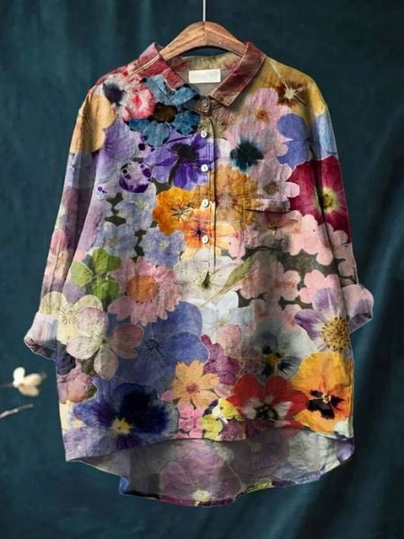 Leonie Women’s Floral Blouse with Button Placket and Pocket 3