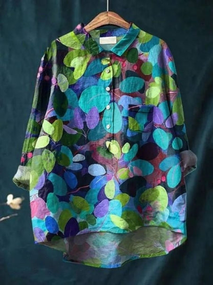 Leonie Women’s Floral Blouse with Button Placket and Pocket 5