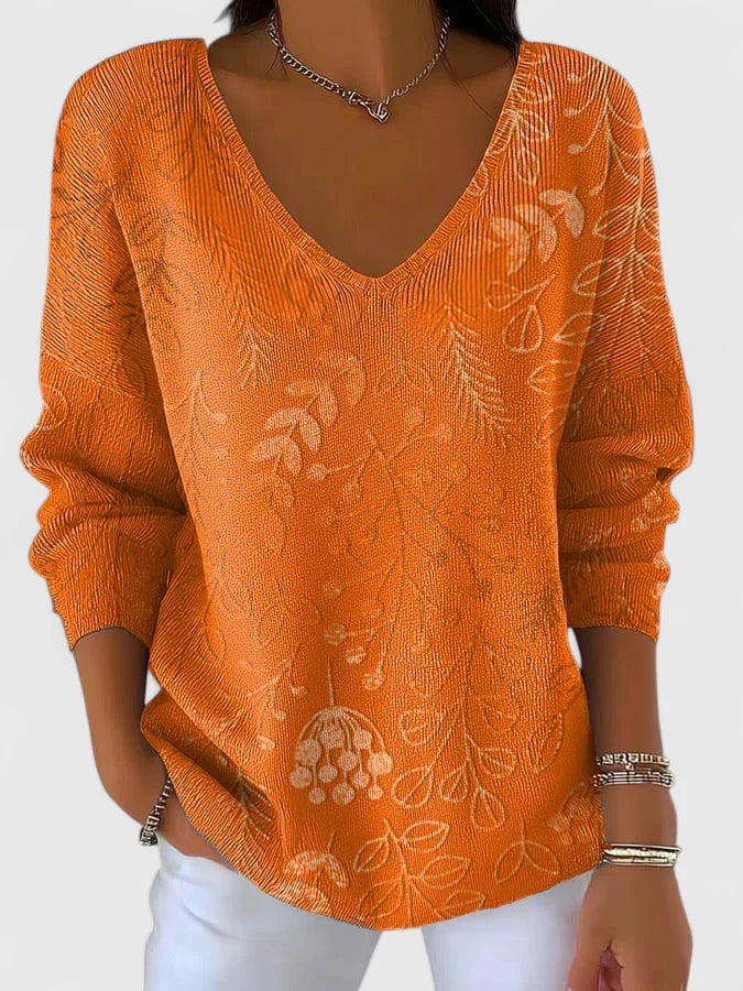 Leonie Women’s V-neck Casual Top with Floral Print 0