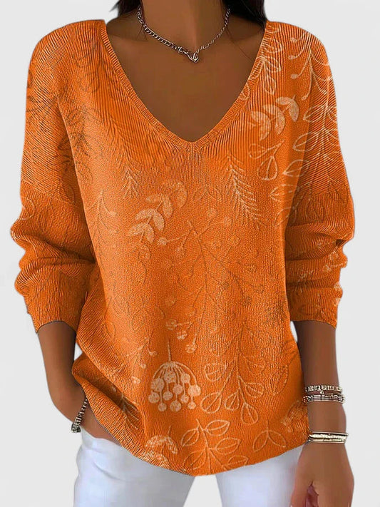 Leonie Women’s V-neck Casual Top with Floral Print 0