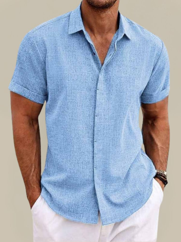 Lino Men’s Shirt with Short Sleeves and Breathable Lightweight Design 1