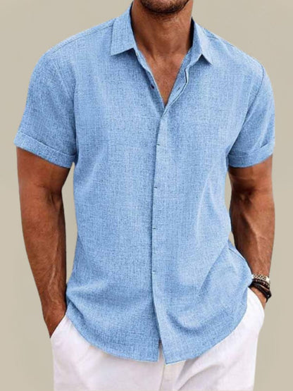 Lino Men’s Shirt with Short Sleeves and Breathable Lightweight Design 1