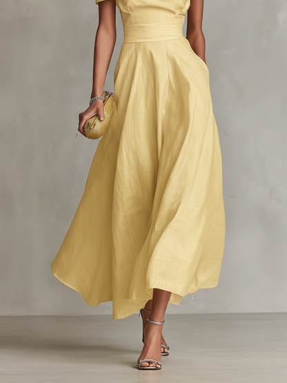 Liora Women’s Dress with One-Shoulder Neckline and Flowy Midi Skirt 3
