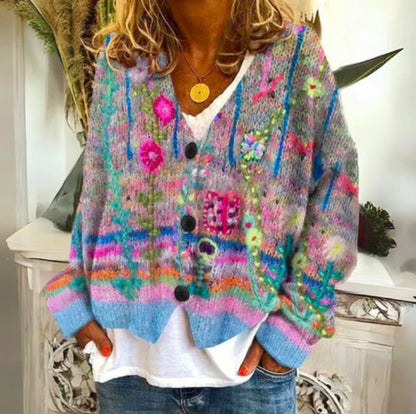 Liora Women's Floral Knit Cardigan | Soft Chunky Knit, Relaxed Fit 0