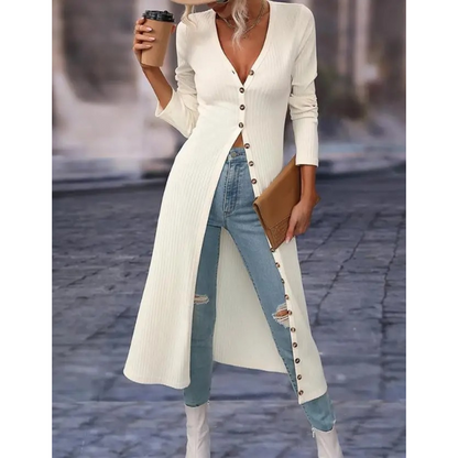 Liora Women's Longline Jacket | Lightweight V-Neck, Elegant Fit 0