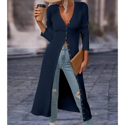 Liora Women's Longline Jacket | Lightweight V-Neck, Elegant Fit 2