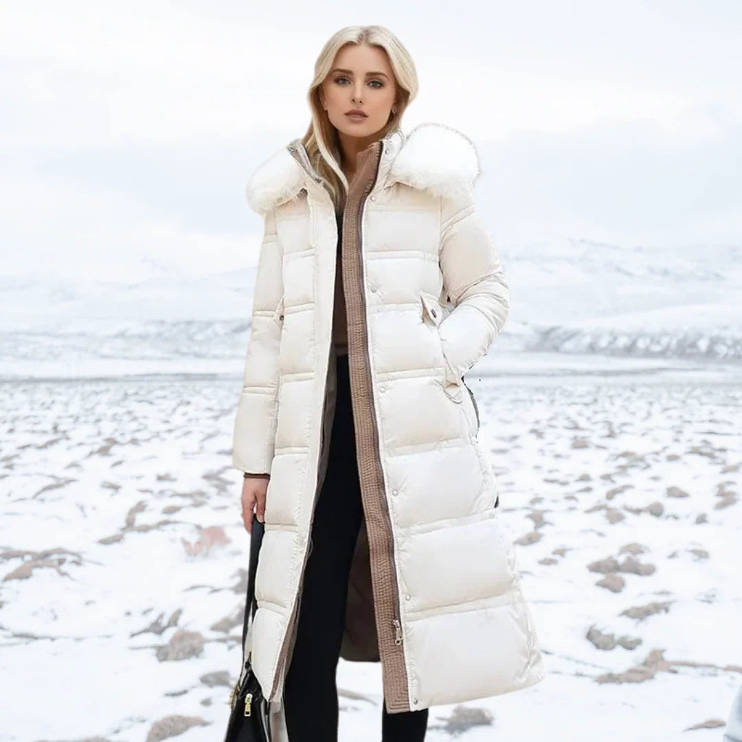 Lucia Women's Winter Parka featuring a stylish fur-trimmed hood and a water-resistant finish, perfect for cold weather protection and fashion. 12