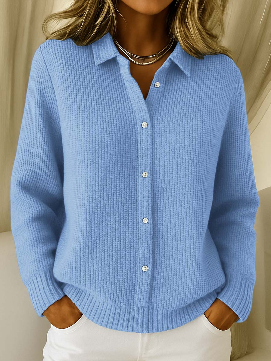 Luna Women's Cardigan with Refined Collar and Tailored Silhouette 0