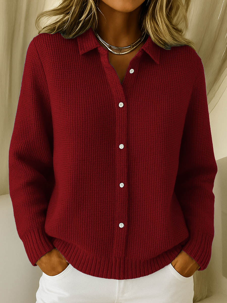 Luna Women's Cardigan with Refined Collar and Tailored Silhouette 2